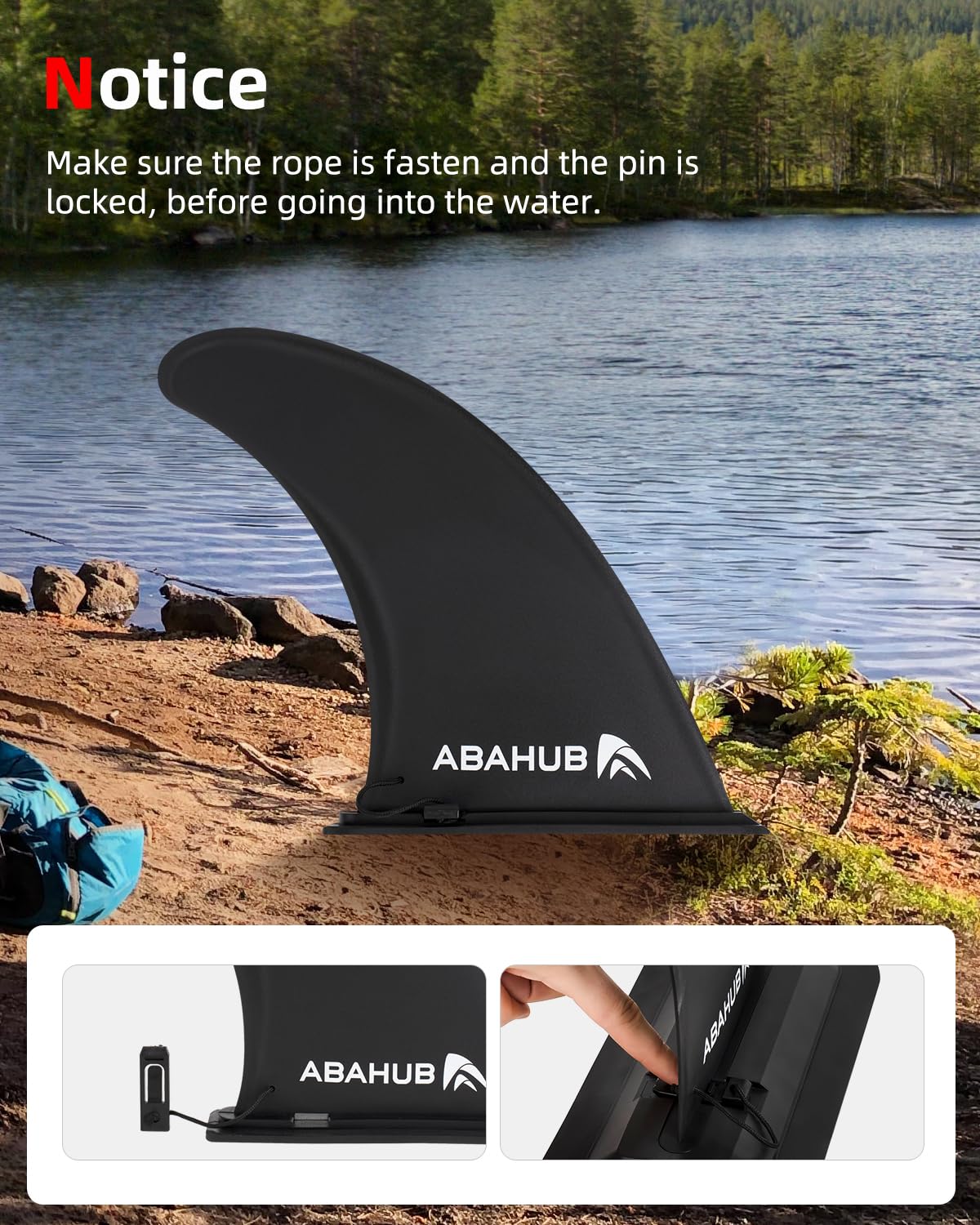 Abahub 9'' SUP Fin Inflatable Paddle Board Replacement Fins, Quick Release Slide in Detachable Center Fin for iSUP Stand UP Paddleboard Inflatable Boards 9 Inch 1 Pack Black
