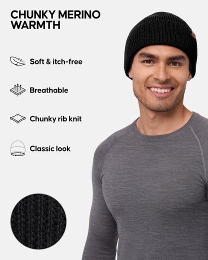 DANISH ENDURANCE Merino Wool Beanie & Toque, Black, One Size 🍁 All In One Marketplace Canada