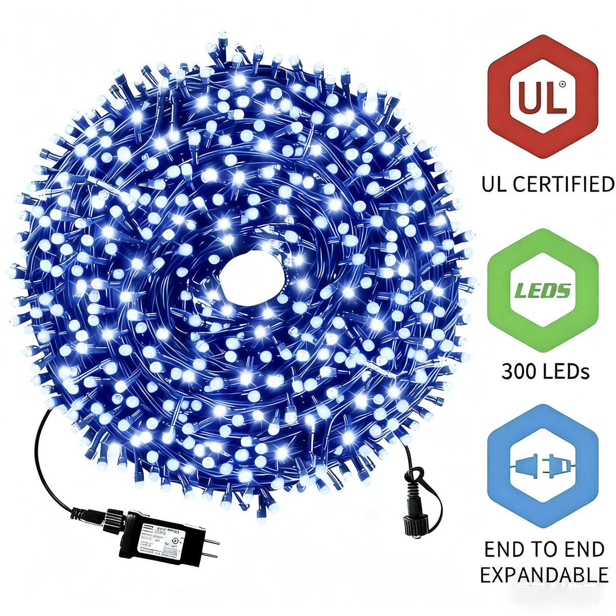 MZD8391 105FT 300LED Christmas Light, Christmas Tree Light, Blue White 🍁 All In One Marketplace Canada
