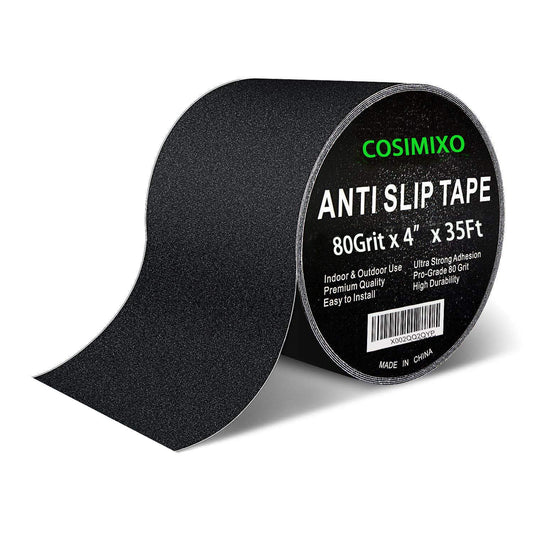 Cosimixo 4" x 35Ft Heavy Duty Anti Slip Tape for Stairs Outdoor, Waterproof Grip Tape Safety Non Skid Roll for Stair Steps Traction Tread Staircases Anti-Slip Strips Black