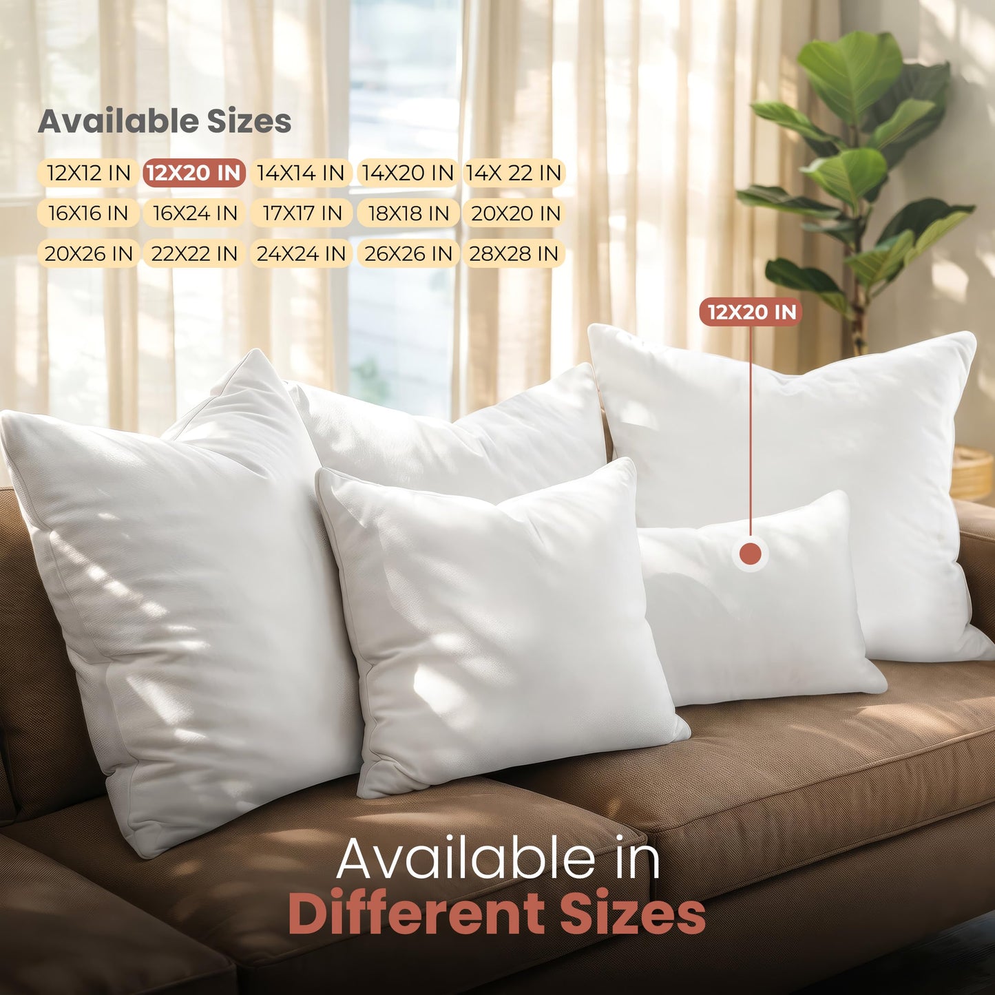 Utopia Bedding Throw Pillows Insert (Pack of 2, White) - 12 x 20 Inches Bed and Couch Pillows - Indoor Decorative Pillow