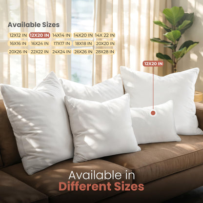 Utopia Bedding Throw Pillows Insert (Pack of 2, White) - 12 x 20 Inches Bed and Couch Pillows - Indoor Decorative Pillow