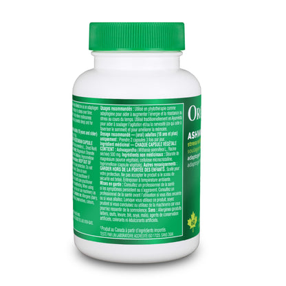 Organika Canadian-Made Ashwagandha- Stress Relief, Sleep Aid, Mood Enhancement, Thyroid and Blood Sugar Balance- 60 vcaps Organika