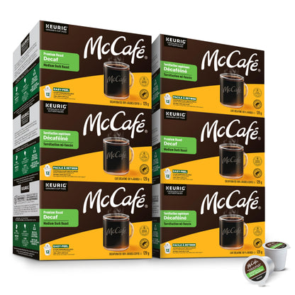 McCafé Premium Medium Dark Roast Decaf K-Cup Coffee Pods, 72 Count, For Keurig Coffee Makers