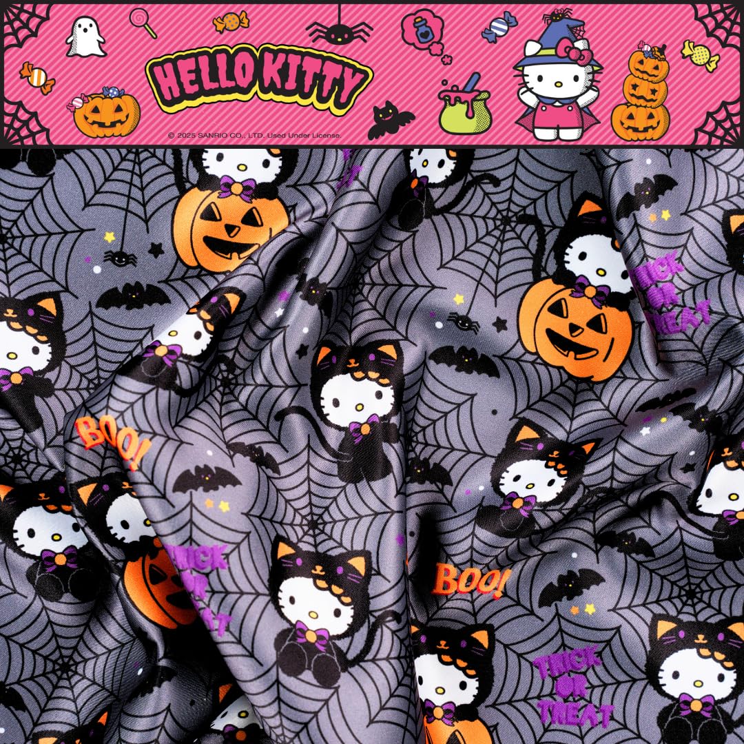 Taie d'oreiller réversible standard Sanrio Hello Kitty squelette Halloween, en satin soyeux pour cheveux et peau, 50x76 cm (produit sous licence officielle) par Franco Collectibles