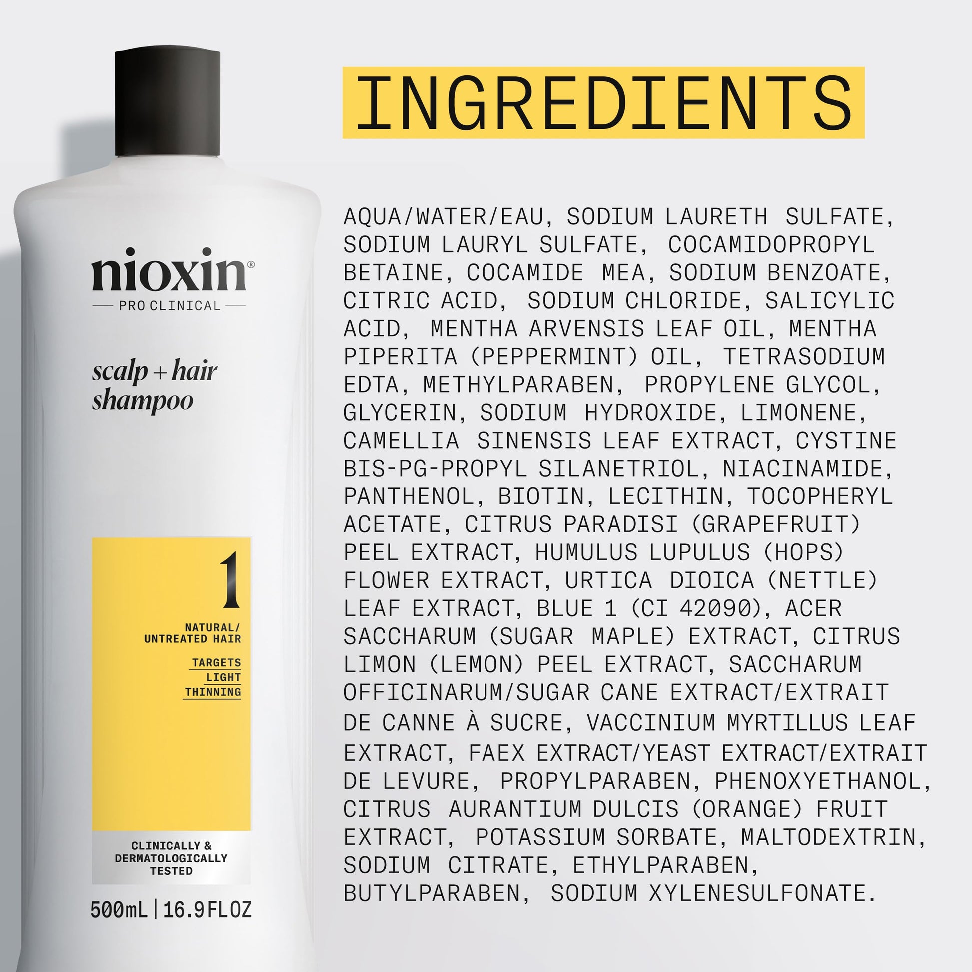 Nioxin System 1 Scalp + Hair Thickening Shampoo | For Natural Hair with Light Thinning | Strengthen Against Breakage with Niacinamide & Biotin | 16.9 Fl Oz NIOXIN