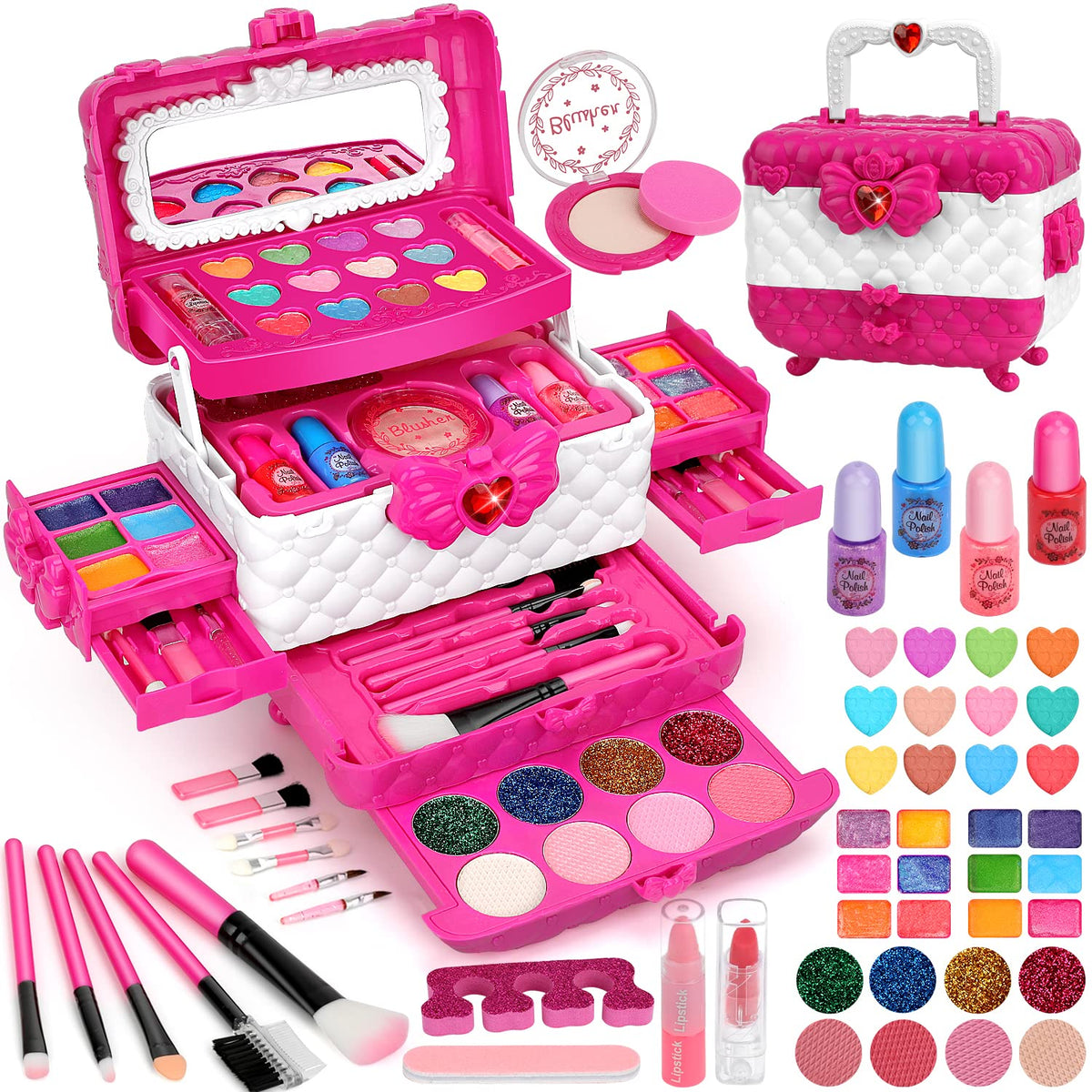 Flybay Kids Makeup Kit for Girls, Washable Girls Makeup Kit Kids Toys, Children Princess Pretend Play Make Up Set for Girl, Christmas Birthday Gifts for Girl Age 3-12 🍁 All In One Marketplace Canada