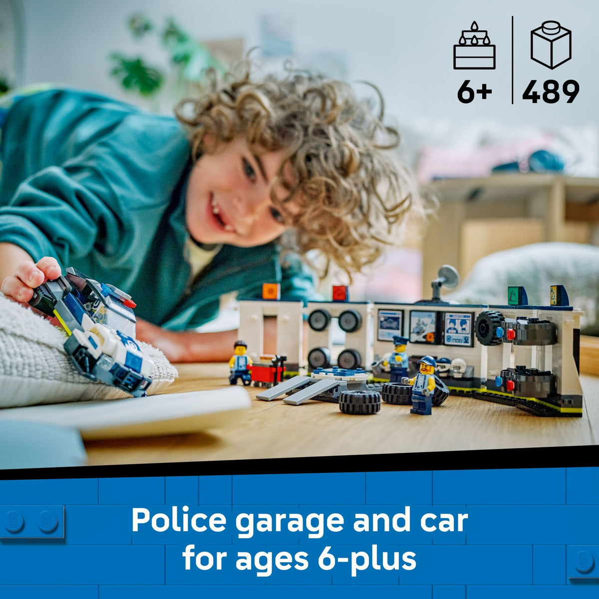 LEGO City Custom Police Car Garage Building Toy for Kids - Modular Construction Set for Pretend Play - Building Blocks W/Police Car Toy for Boys & Girls, Ages 6+ - Gift Idea for Birthdays - 60457