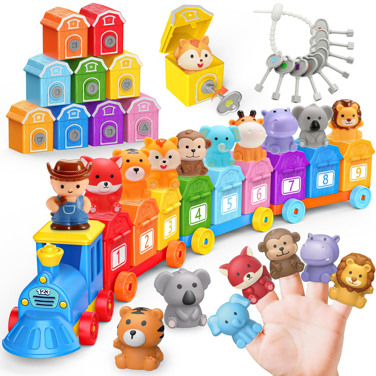 Luckades Toddler Animals Montessori Toys for 2 3 4 Year Old Boy Girl, Learning Farm Train Set with Counting Matching & Sorting for Kids 2-3 3-5 Preschool Christmas Birthday Baby Boy Girl Gifts 🍁 All In One Marketplace Canada