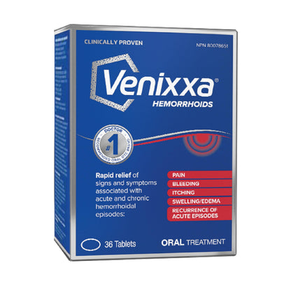Venixxa Hemorrhoid Oral Treatment, Clinically Proven to Relieve Pain, Bleeding and Itching Associated with Hemorrhoids, 36 Tablets - Available at All In One Marketplace Canada