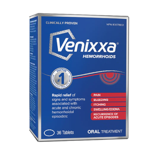 Venixxa Hemorrhoid Oral Treatment, Clinically Proven to Relieve Pain, Bleeding and Itching Associated with Hemorrhoids, 36 Tablets - Available at All In One Marketplace Canada