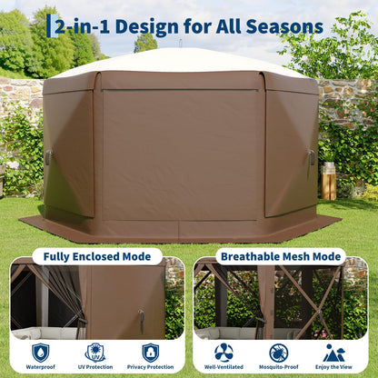 Garvee 13x13 Pop Up Gazebo, 6 Wind Panels, Instant Setup, Full Mesh, Khaki 🍁 All In One Marketplace Canada