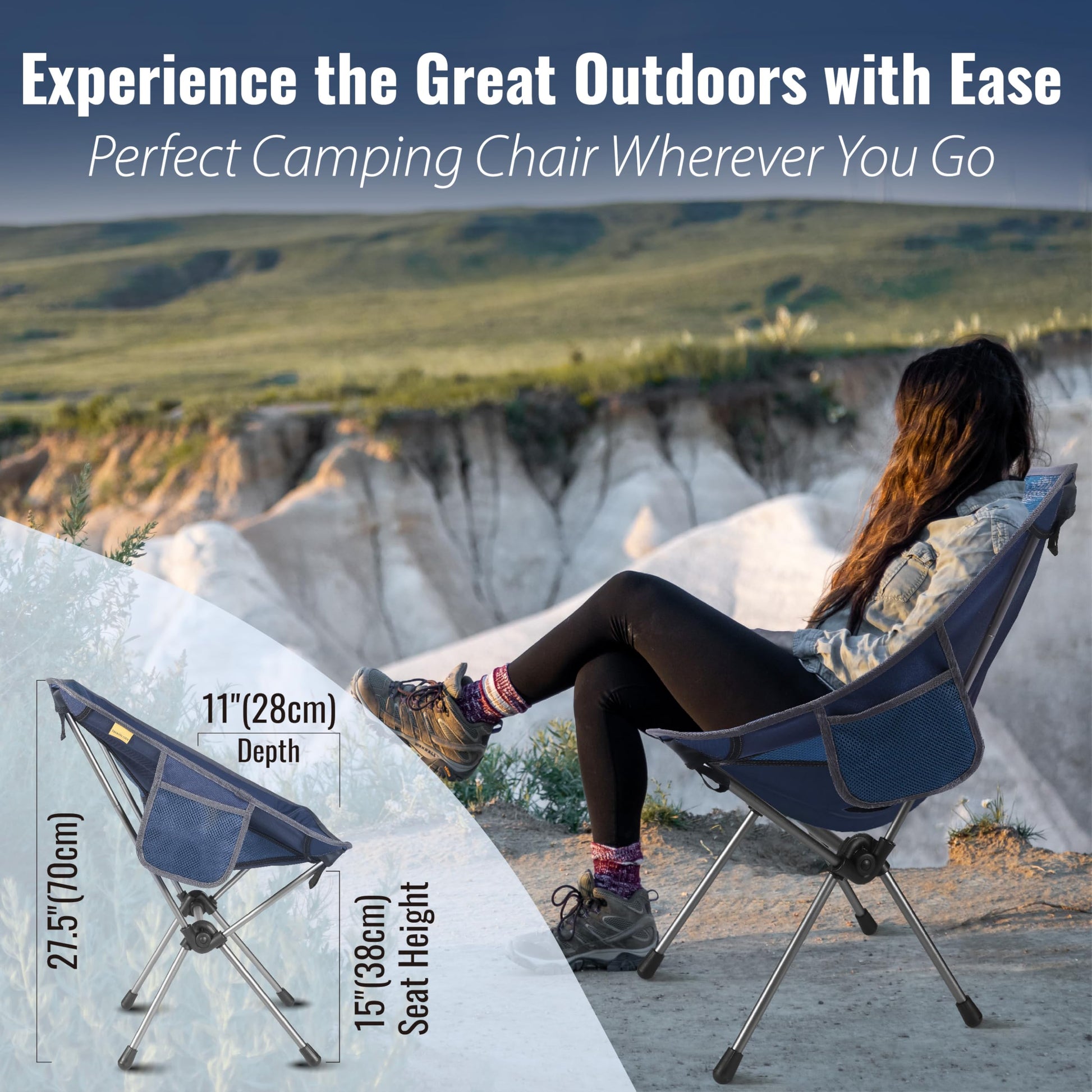 TREKOLOGY lightweight Camping Chairs for Adults - Compact & Ultralight Portablefor for Outdoor Adventures, Hiking, Backpacking – Comfortable Chaise Camping Compacte & Durable YIZI GO Chaise de Camping