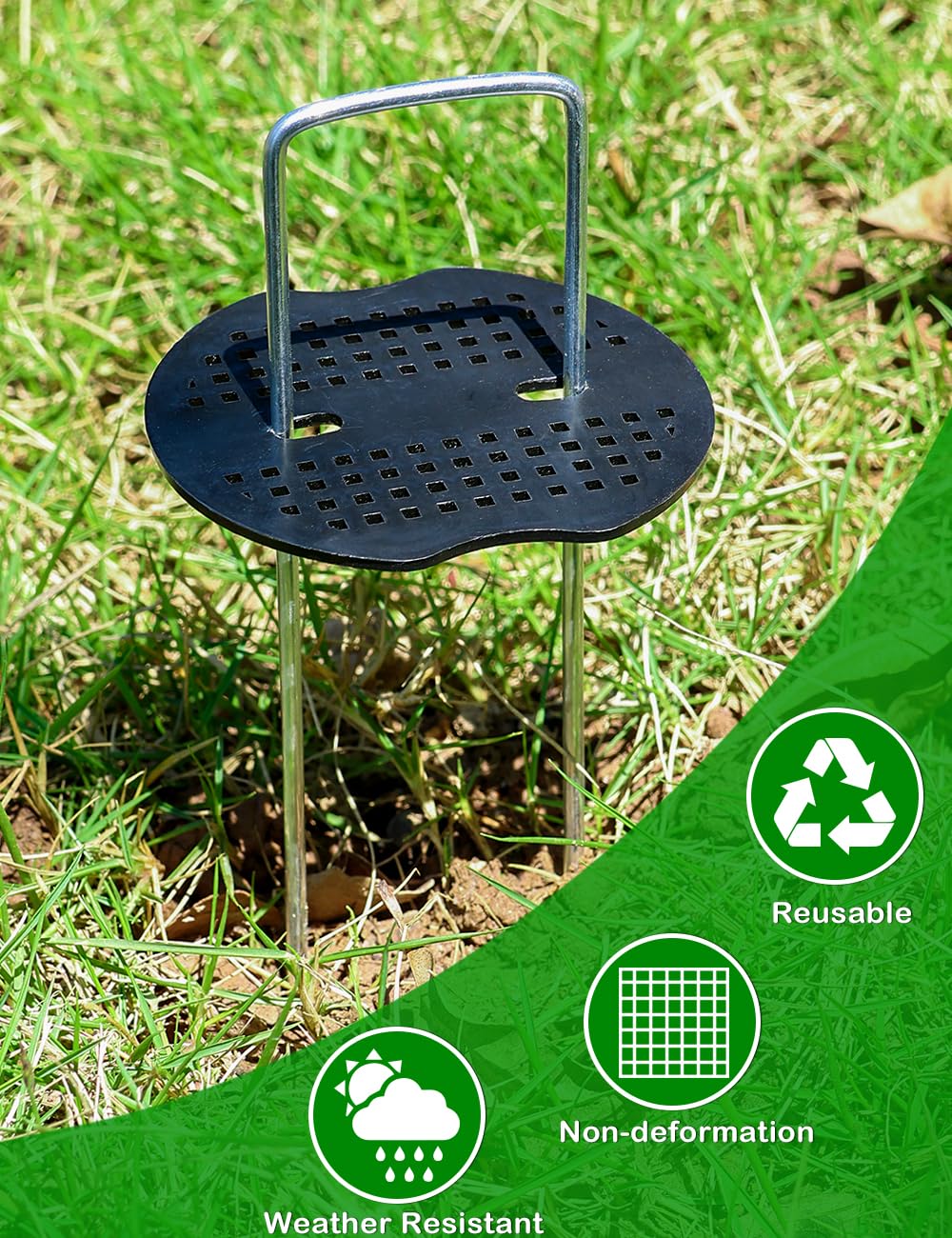 Wohohoho 102Pcs 6 Inches Landscape Staples with Gasket Kit. 50Pcs U-Shaped Garden Stakes and Plastic Fixing Gasket, with Pick Hook and Black Hammer. Pins for Tent Turf Weed Barrier Fabric Hose Fence