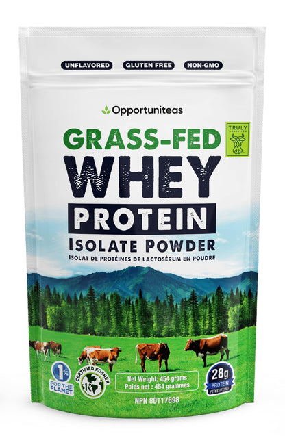 Opportuniteas Grass Fed Whey Protein Isolate - 28g Protein Per Serving, Unflavored, Hormone-Free, Non-GMO, Keto & Paleo Friendly - 1 lb