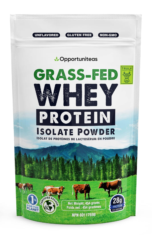 Opportuniteas Grass Fed Whey Protein Isolate - 28g Protein Per Serving, Unflavored, Hormone-Free, Non-GMO, Keto & Paleo Friendly - 1 lb