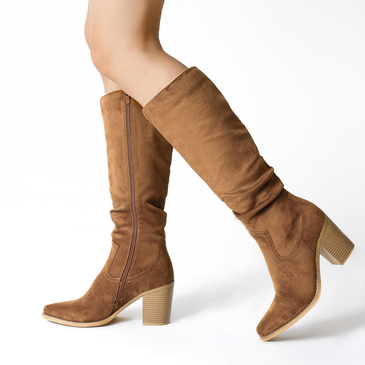 DREAM PAIRS Women Knee High Chunky Slouch Boots,Camel,9 🍁 All In One Marketplace Canada