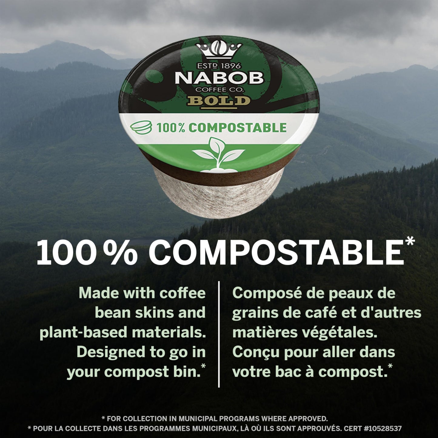 Nabob Full City Dark Coffee 100% Compostable Pods, 292g Box