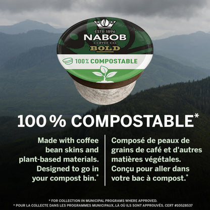Nabob Full City Dark Coffee 100% Compostable Pods, 292g Box