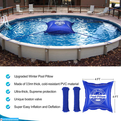 EddHomes 4x4ft Pool Pillow for Above Ground Pools, 0.5mm Extra Thick & Strong Cold-Resistant Pool Pillows for Closing Winter, Pool Pillow for Winterizing to Last All Season 🍁 All In One Marketplace Canada