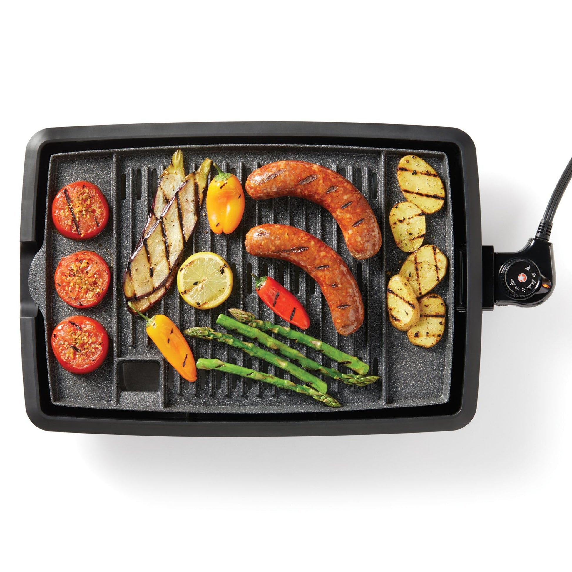 Starfrit The Rock Indoor Smokeless Electric BBQ Grill - Non-Stick 10" x 16" Cooking Surface - Adjustable Temperature - Available at All In One Marketplace Canada