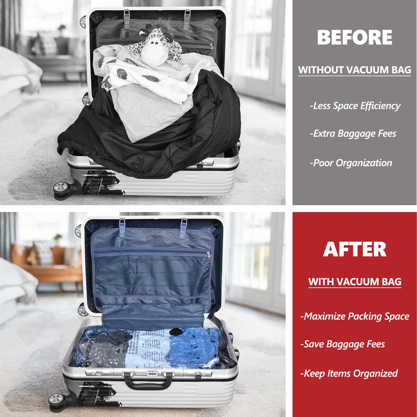 Vacuum Storage Bags 20 Combo, Space Saver Bags with Travel Electric Pump, Compression Airtight Sealer Bags for Clothes, Bedding, Pillows, Comforters, Blankets - Available at All In One Marketplace Canada