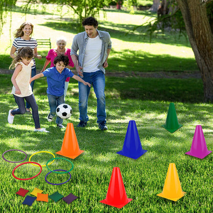 unanscre 31PCS 3 in 1 Carnival Outdoor Games Combo Set for Kids, Soft Plastic Cones Bean Bags Ring Toss Game, Gift for Birthday Party/Xmas - Available at All In One Marketplace Canada