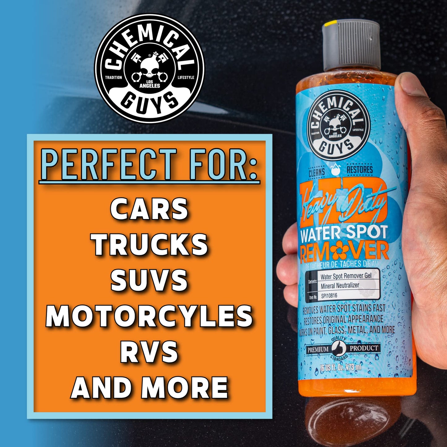 Chemical Guys Heavy Duty Water Spot Remover, Safe for Cars, Trucks, Motorcycles, RVs, Home, Office & More, 473 ml - Available at All In One Marketplace Canada