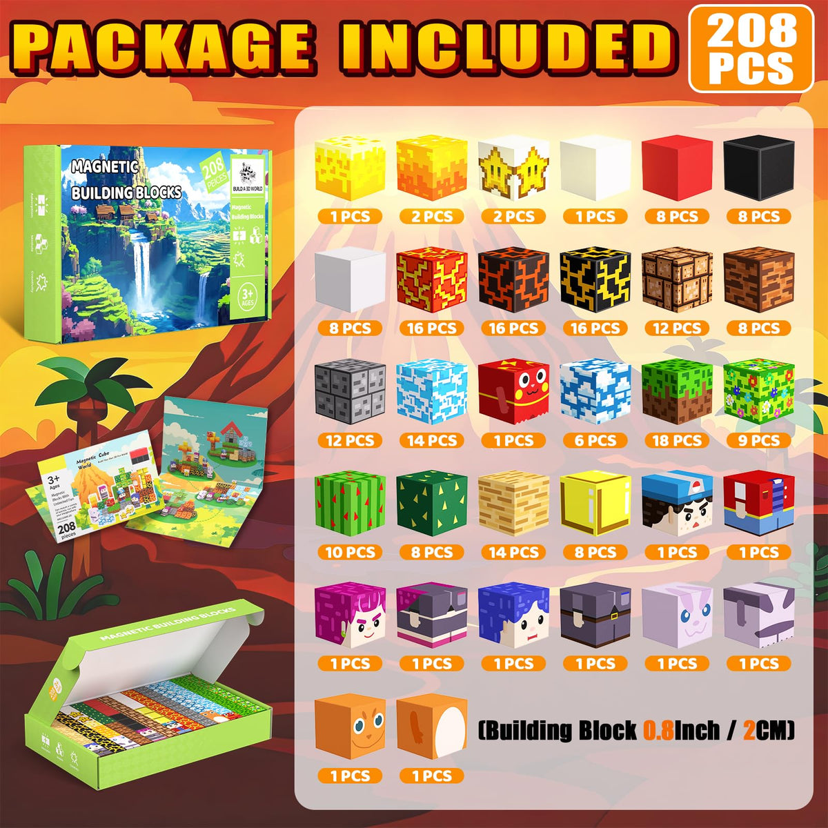 SSAWER Magnetic Blocks, 208PCS Light Up Building Cube Toys Gifts for Kids 🍁 All In One Marketplace Canada