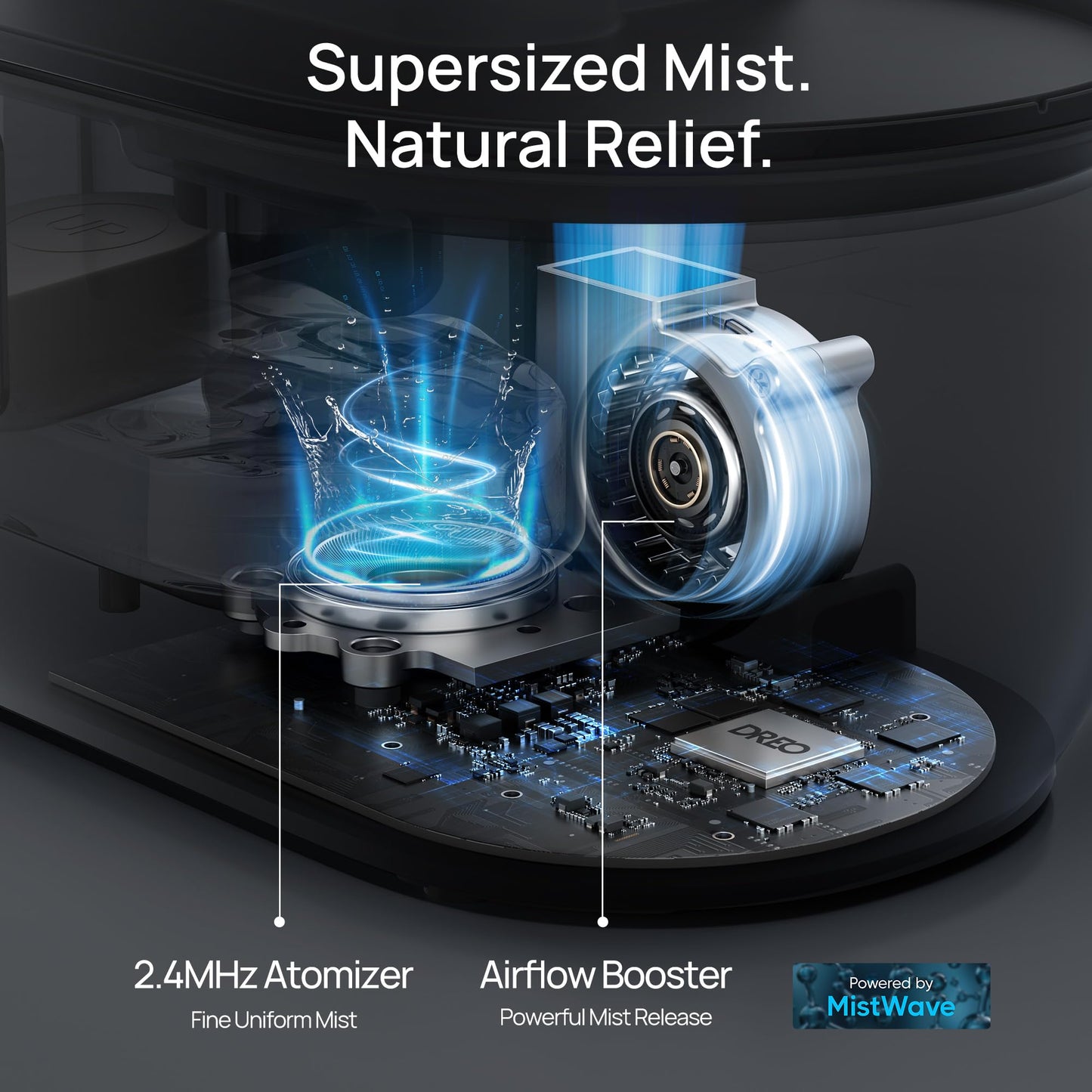 DREO Humidifiers for Bedroom, 4L Top Fill for Large Room, 36H Runtime [Ultra-Strong Mist Output] Quiet Cool Mist Air Humidifier for Baby Nursery, Plants, Night Light, Easy to Clean，Black 🍁 All In One Marketplace Canada