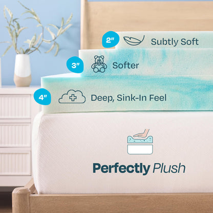 Linenspa 2 Inch Memory Foam Mattress Topper, Gel Swirl Memory Foam Full, CertiPUR-US Certified