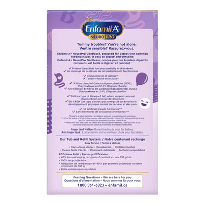 Enfamil A+ NeuroPro Gentlease, Baby Formula, Powder Refill Carton, with Brain Building DHA, 0+ Months, 2 x 431g (862g)