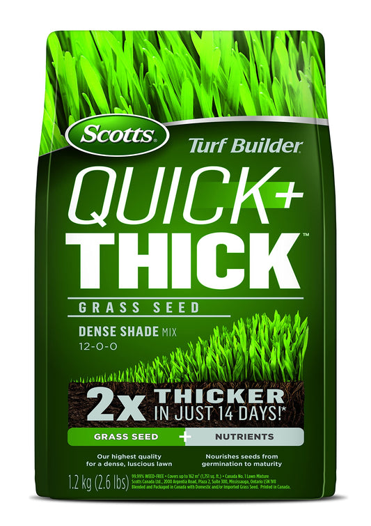 Scotts Turf Builder Quick + Thick Grass Seed (Dense Shade) 1.2kg (12675) - Available at All In One Marketplace Canada