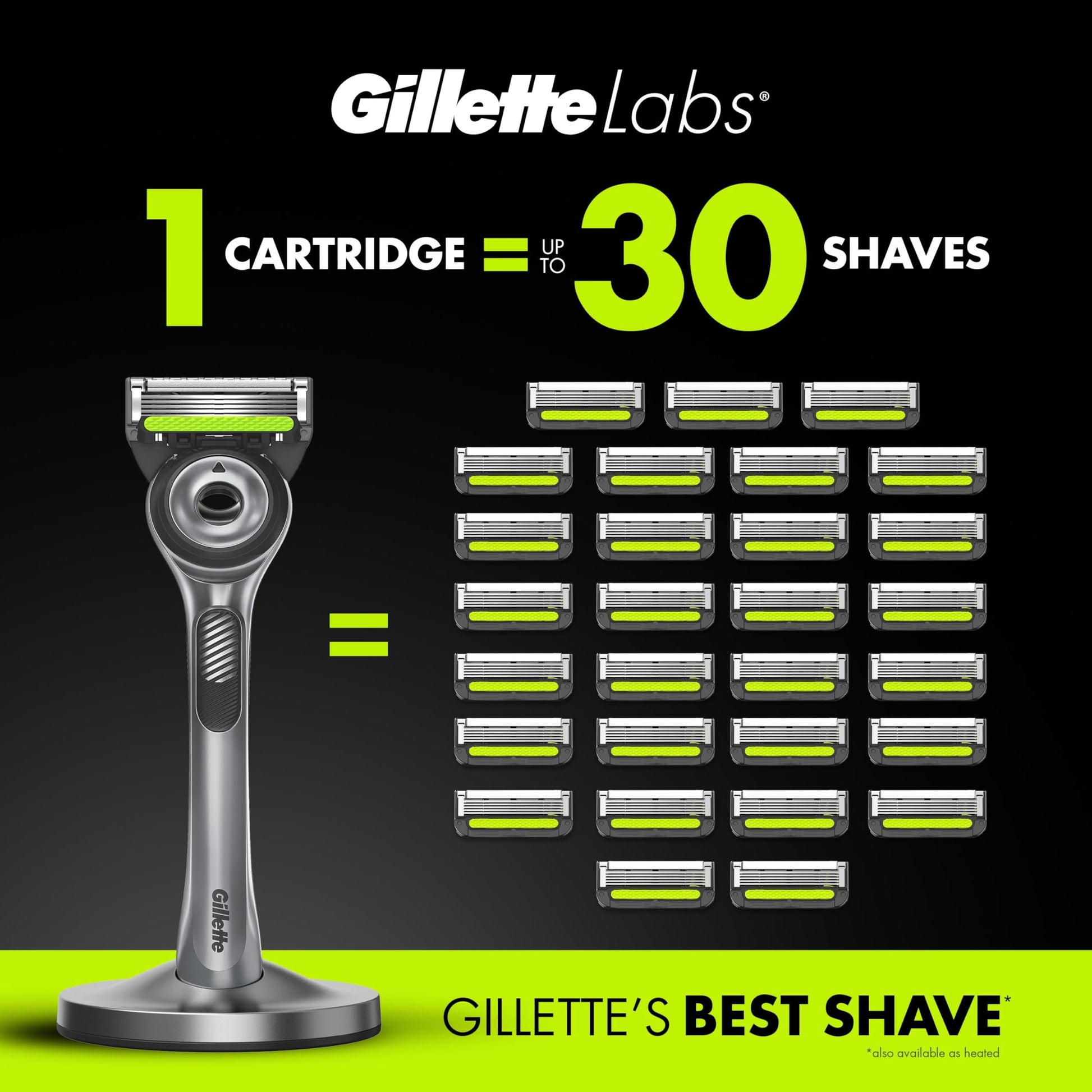 Gillette Mens Razor Blade Refills with Exfoliating Bar by GilletteLabs, Compatible Only with GilletteLabs Razors with Exfoliating Bar and Heated Razor, 4 Razor Blade Cartridges - Available at All In One Marketplace Canada