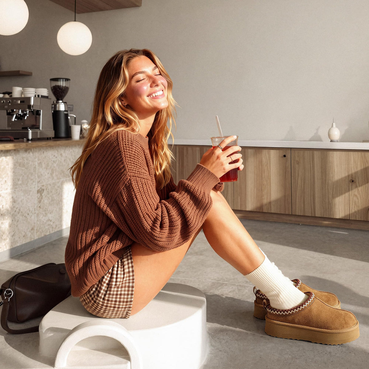 DREAM PAIRS Women's Wide Platform Slippers Genuine Suede,Chestnut,8W 🍁 All In One Marketplace Canada