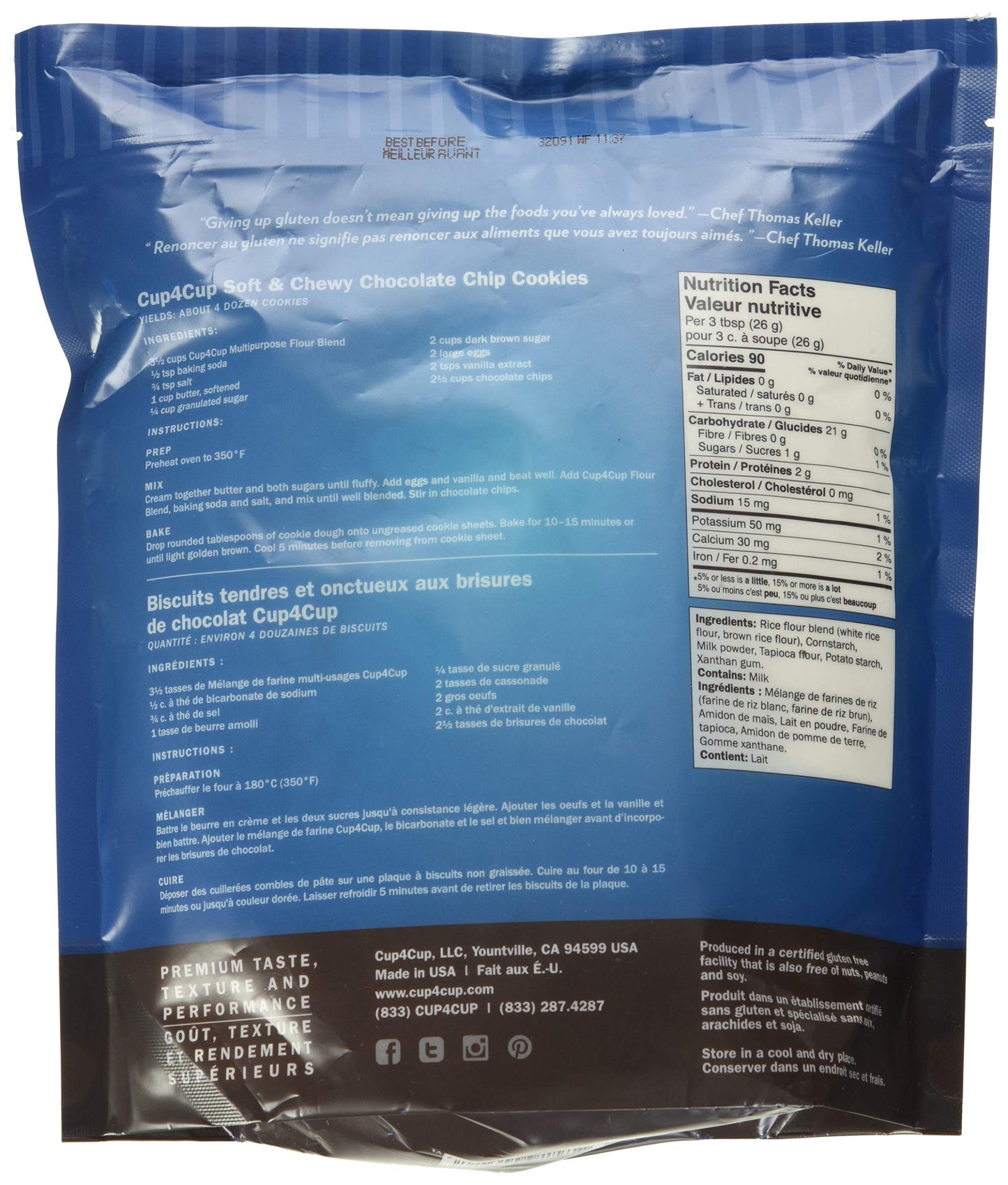 Cup4Cup Multipurpose Gluten-Free Flour – 1:1 All-Purpose Substitute, 1362g