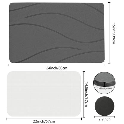 Ceecysaa 60 x 39cm Stone Bath Mat, Diatomaceous Earth Quick Dry Non Slip, Dark Gray Ceecysaa
