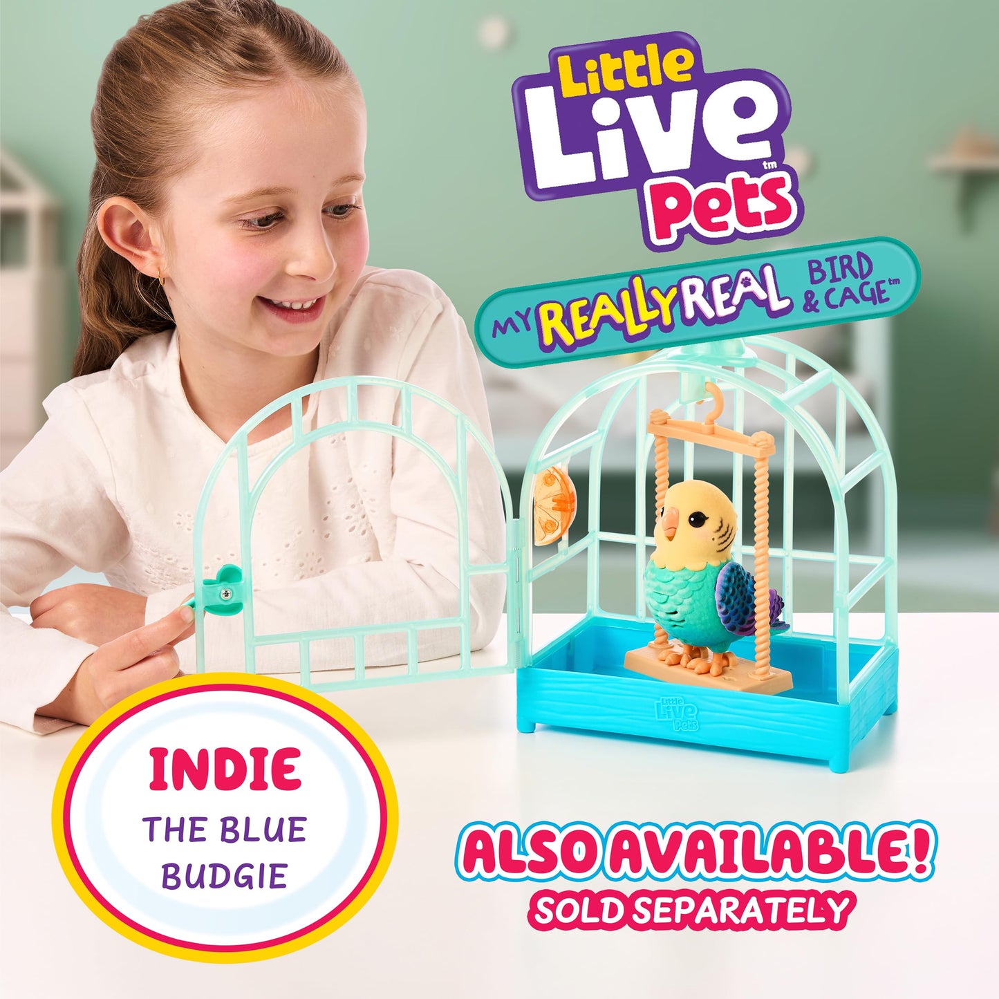 Little Live Pets My Really Real Bird & Cage - Rosie, Interactive, Realistic Pet, 20+ Sounds & Reactions (25cm/9,8in Cage, 10,9cm/4,3in Bird), Records & Repeats or Whistles Back, Carry & Display Little Live Pets