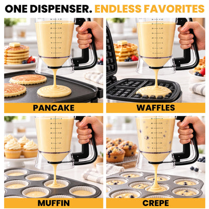 Eggssentials Pancake Dispenser for Batter - Pancake Mix Dispenser Cupcakes, and Muffins – Precision, Mess Free – Cake Mix Dispenser Bottle for Baking & Griddle - Black Color 🍁 All In One Marketplace Canada