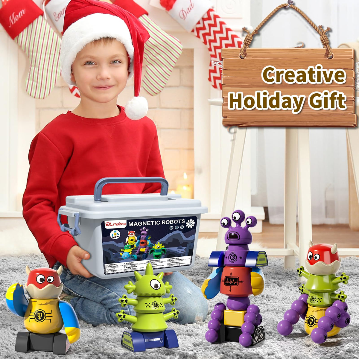 BLmukce Magnetic Robot Toy for Kids 3-5, 35 PCS STEM Educational Playset with Storage Box, DIY Stacking Monster Robots, Toddler Creative Building Toys Gift for Boys Girls (Christmas Birthday) 🍁 All In One Marketplace Canada