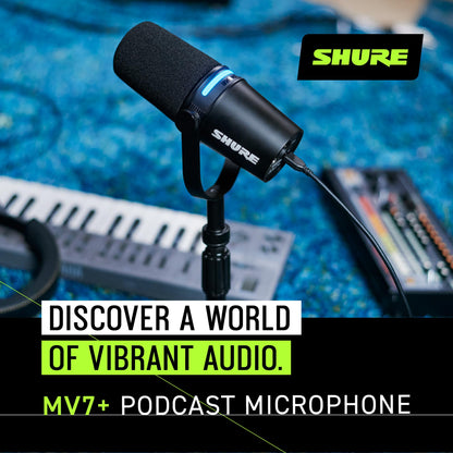 Shure MV7+ USB-C & XLR Podcast Dynamic Mic with Stand - Black