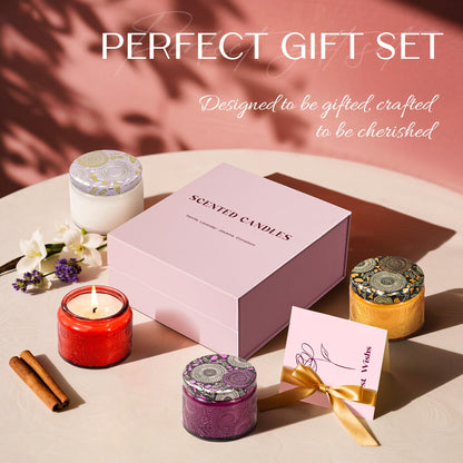 NORVENCE Candles Gifts for Women, Scented Candle Gift Set of 4, Scented Candles for Home, Birthday and Christmas Candle Gifts for Women (Vanilla, Lavender, Cinnamon, Jasmine, 14.4 oz) 🍁 All In One Marketplace Canada