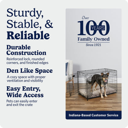 MidWest Homes for Pets 36-Inch iCrate for Medium-Large Breeds, 41-70 lbs, Double Door Folding Dog Crate with Divider Panel, Leak-Proof Tray & Secure Latches, Portable, Durable & Easy to Assemble