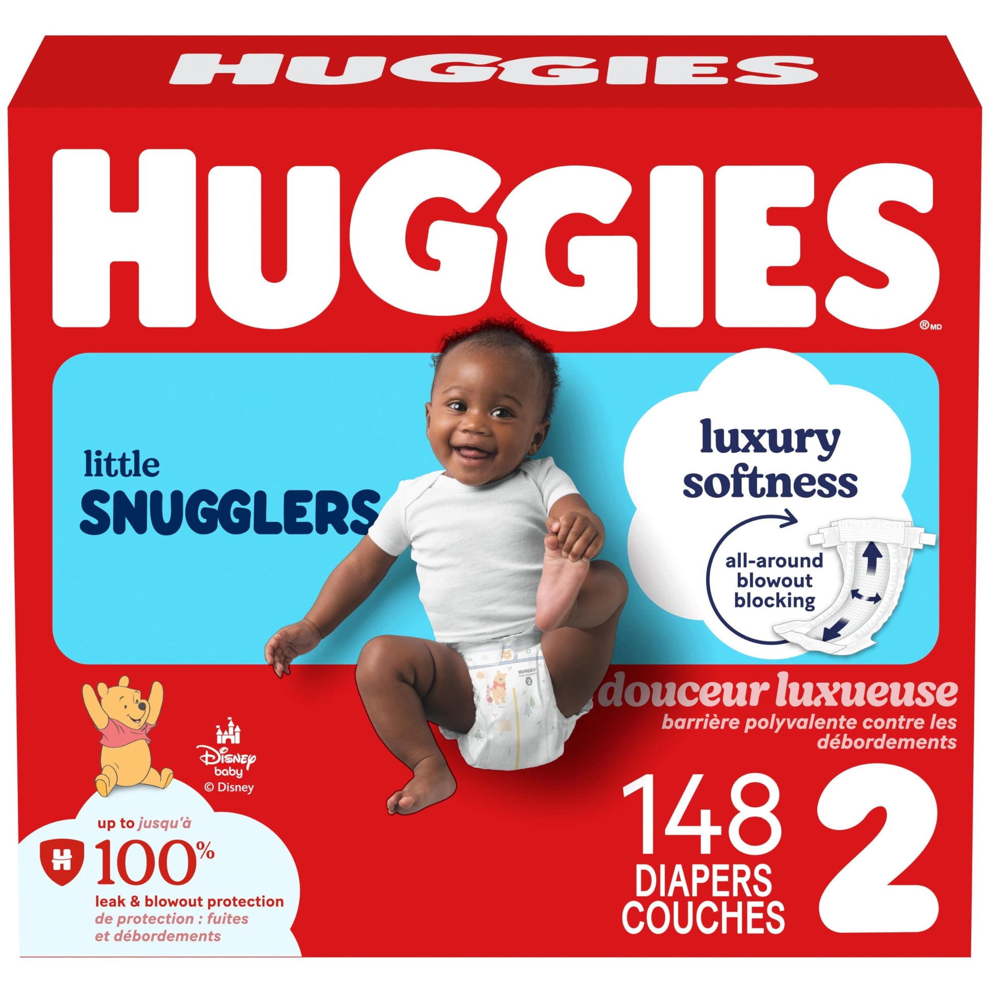 HUGGIES Little Snugglers Baby Diapers, Size 2 (12-18 Lb.), Mega Colossal Packs (Packaging May Vary), 148 Count