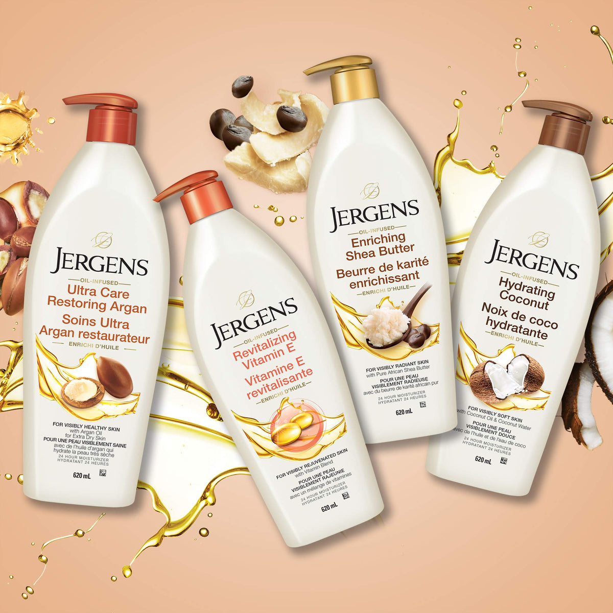Jergens Ultra Care Moisturizer & Body Lotion Travel Size Multi Pack for Dry Skin (30 ML X 24 CT.)