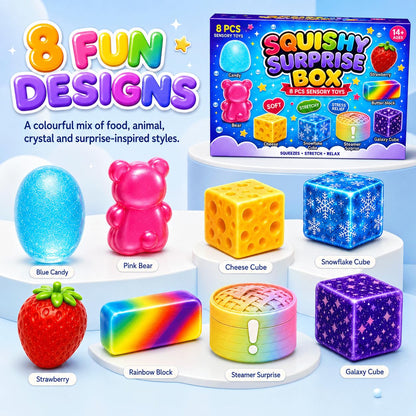 8Pcs Squishy Fun Box Set, 2026 Squeeze Fidget Kit with Big Mini Real Squishies, Soft Stretchy Sensory Pack for Adults Anxiety Stress Relief, Cute Desk Decor & Surprise Holiday Birthday Gift 🍁 All In One Marketplace Canada