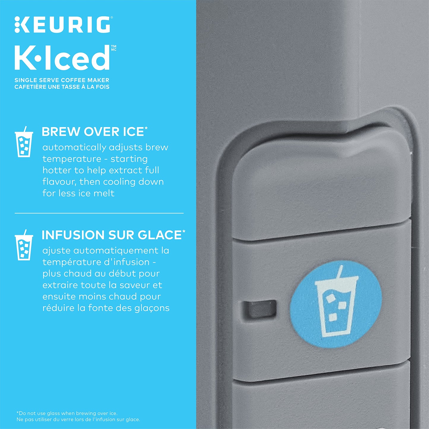 Keurig K-Iced Single Serve K-Cup Pod Coffee Maker, Featuring Simple Push Blue Button Brew Over Ice, Grey - Available at All In One Marketplace Canada