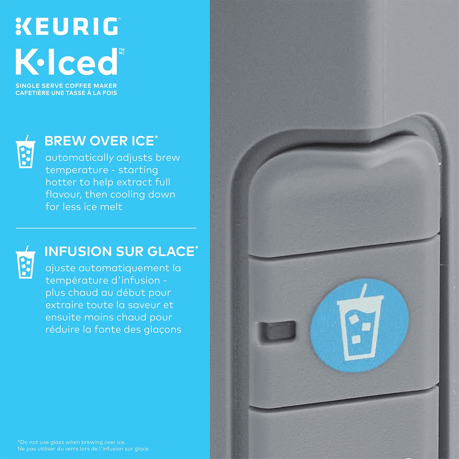 Keurig K-Iced Single Serve K-Cup Pod Coffee Maker, Featuring Simple Push Blue Button Brew Over Ice, Grey - Available at All In One Marketplace Canada