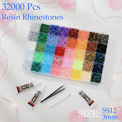CyanHall Bedazzling Kit with 40 Colors, 32000 Pcs 3mm Flatback Rhinestones Resin Jelly Gems for Bedazzling, Rhinestone Kit with B7000 Glue for Nail Rhinestones, Shoes, Crafts, Diamond Art & DIY Bedazzler Projects - Available at All In One Marketplace Canada