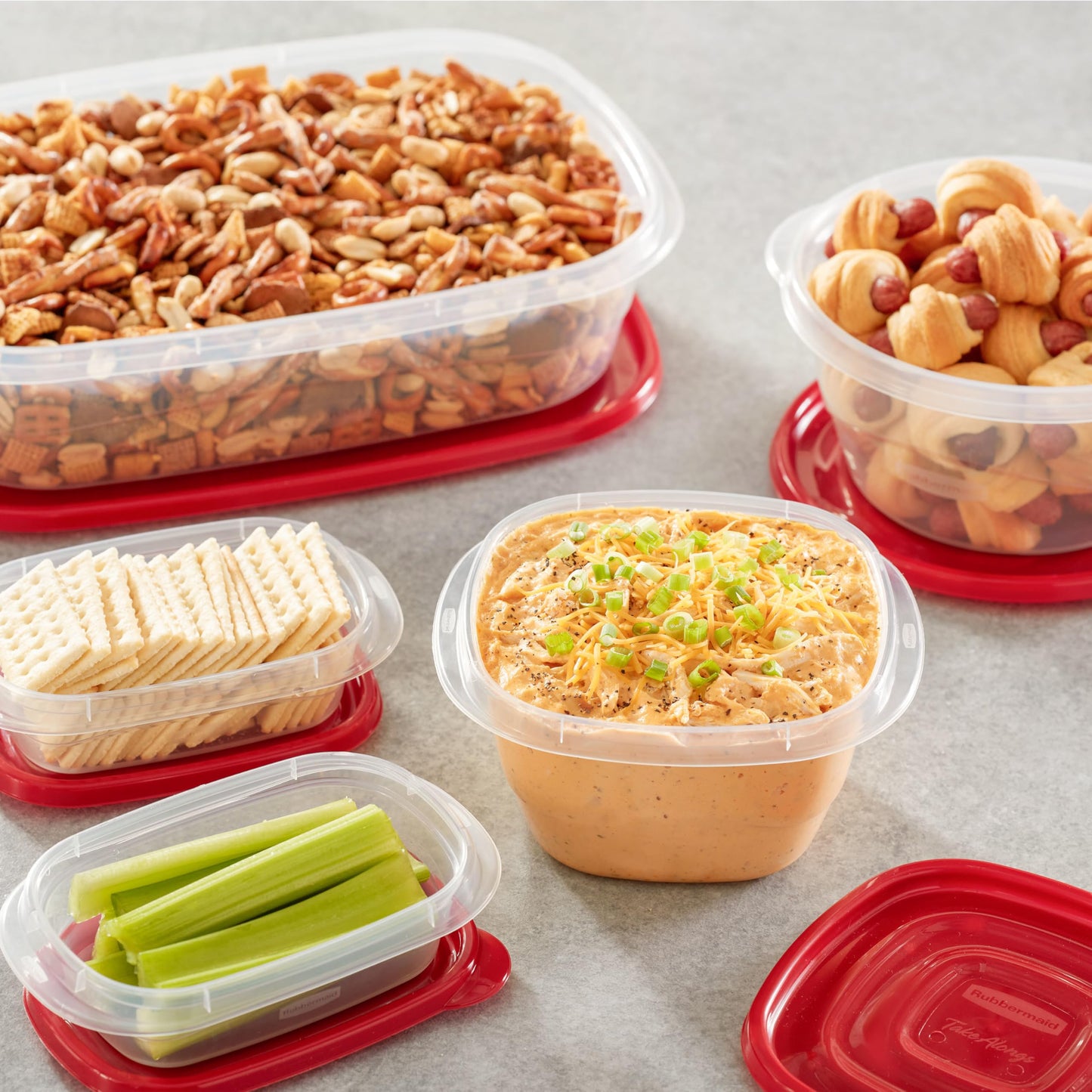 Rubbermaid TakeAlongs Food Storage Containers, 52 Piece Plastic Container Set, Dishwasher and Microwave Safe Meal Prep, Snack, and Lunch Container, BPA Free, Ruby Red - Available at All In One Marketplace Canada